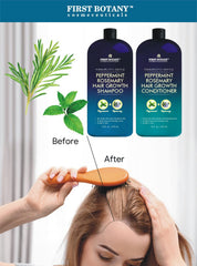 First Botany clear label and pump detail highlighting clean-ingredient benefits