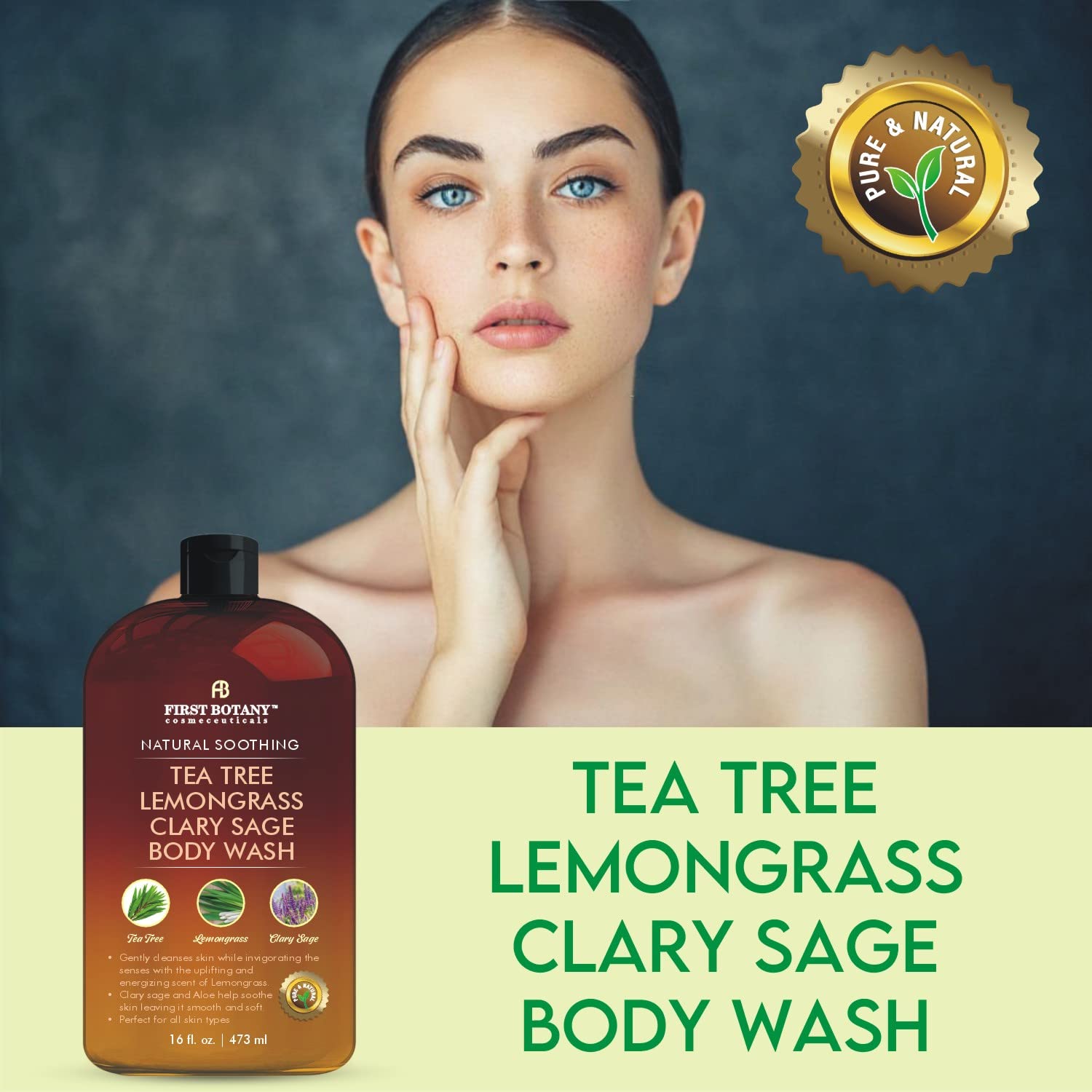 First Botany pump detail highlighting easy dispensing and mess-free shower use