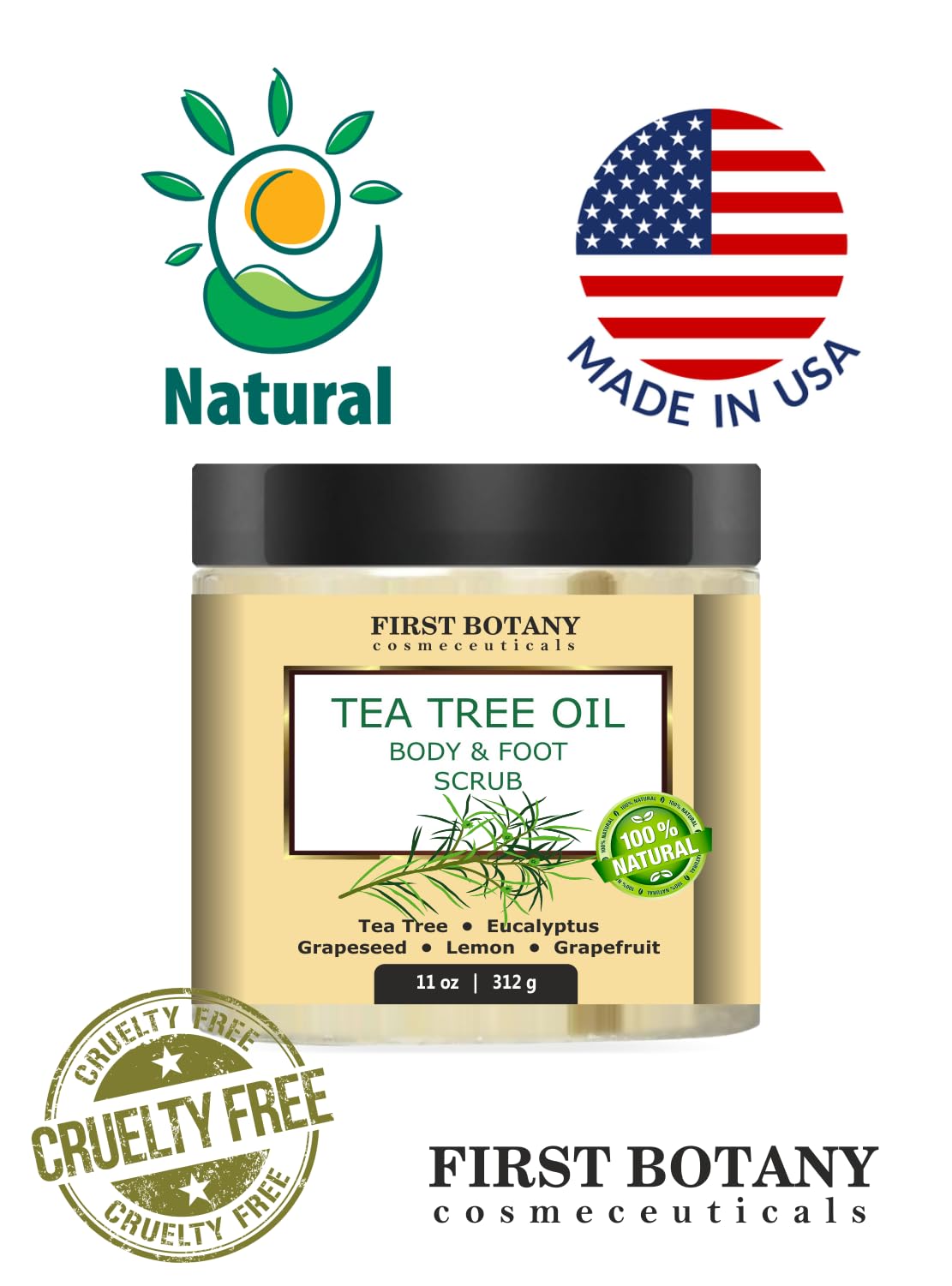 First Botany salt and oil granules detail for skin smoothing