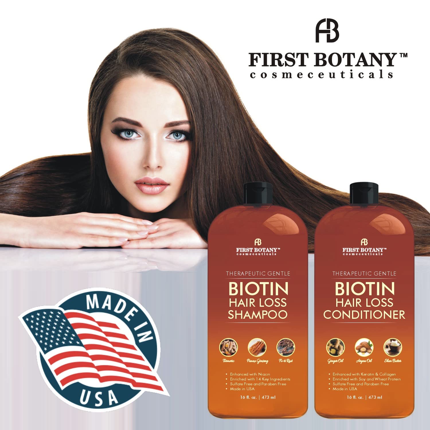 First Botany shampoo pump close-up demonstrating easy dispensing benefit