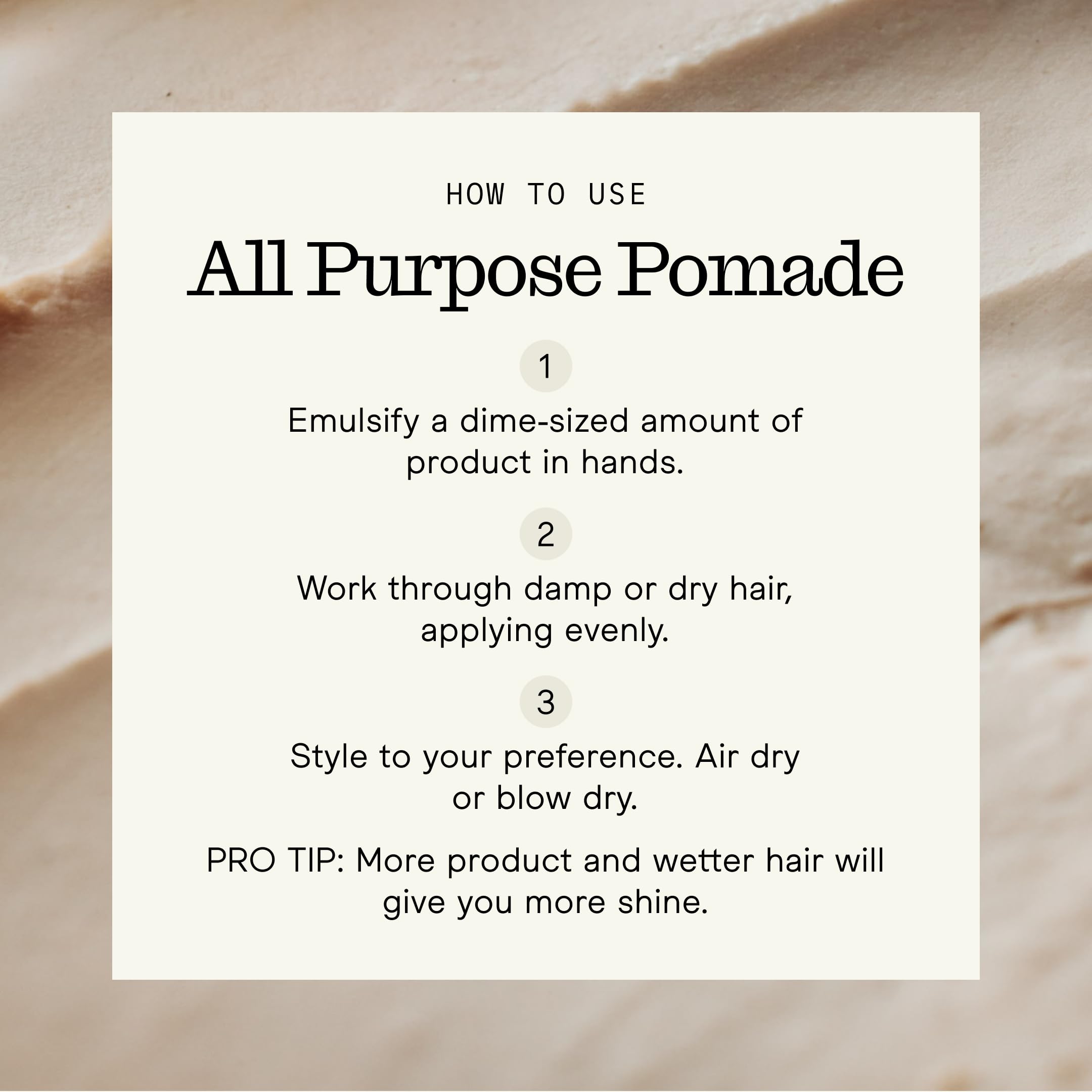 Combed slick style created with Firsthand Supply for controlled low shine