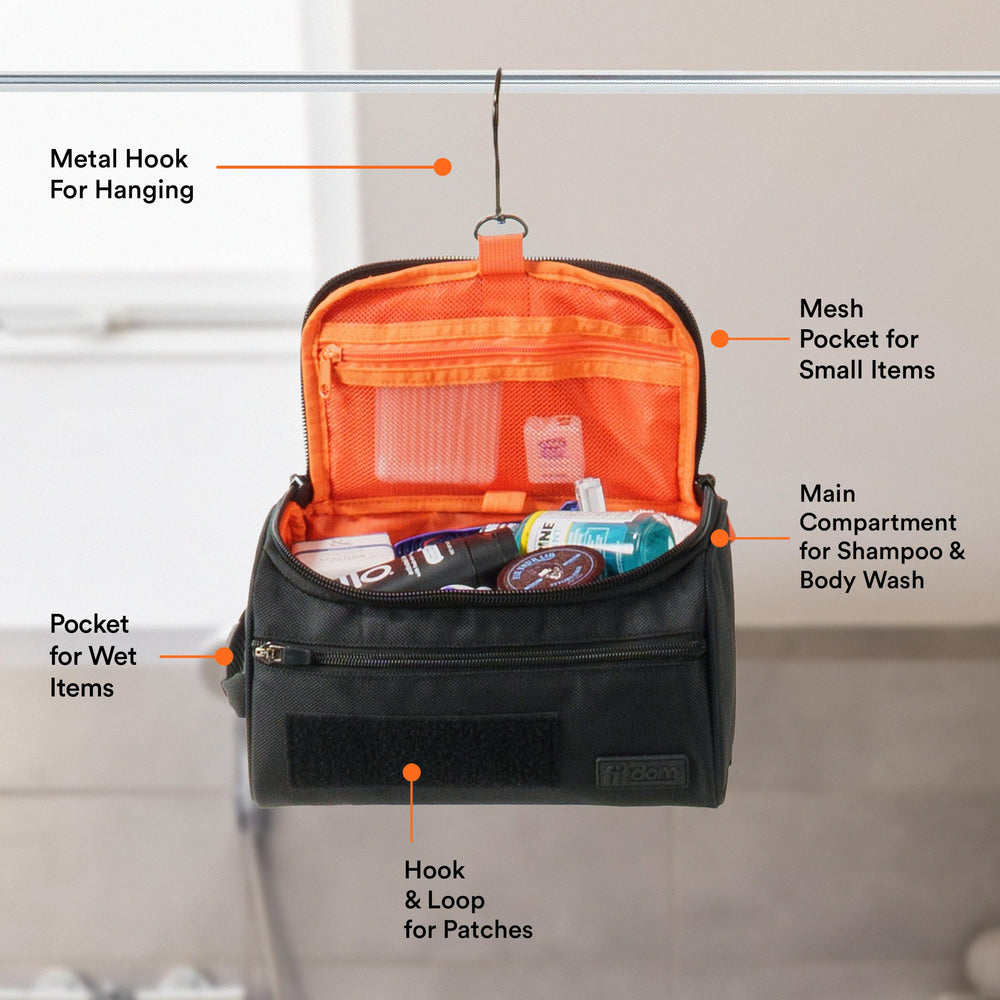 Fitdom interior mesh pocket detail showing visibility and secure storage benefit: organized small items