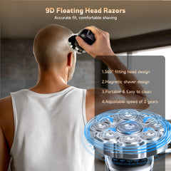 FITECHZY close-up of 9D floating head contouring for smooth shaves