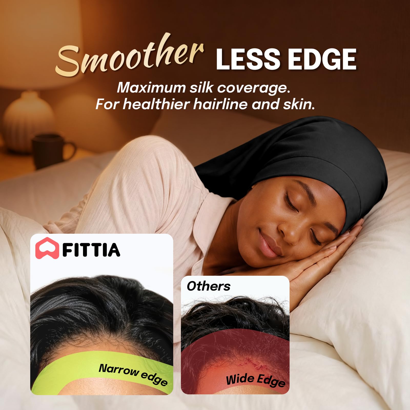 Fittia bonnet worn with long locs showing full coverage and preserved braid shape