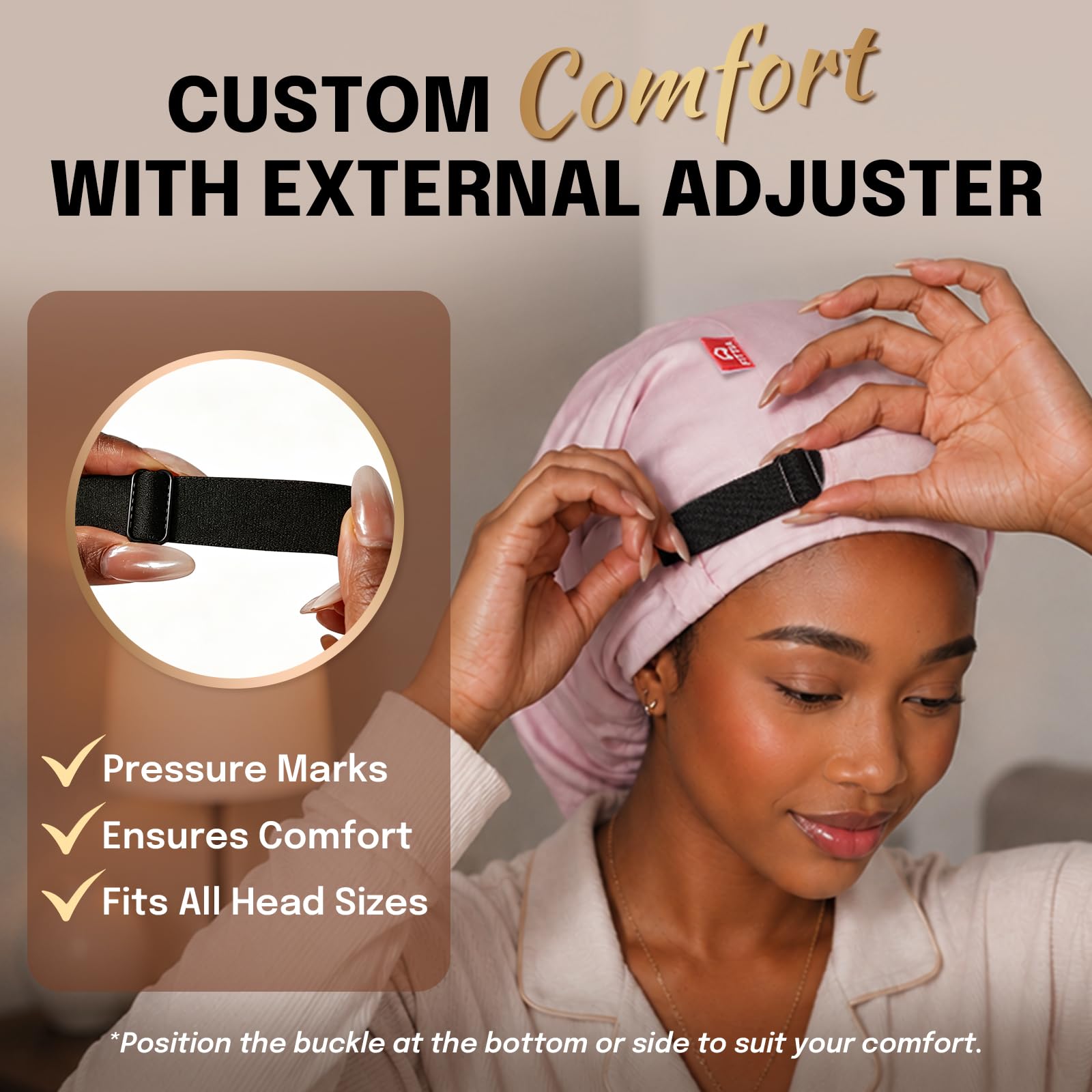 Fittia bonnet next to ruler showing XL capacity for long hair