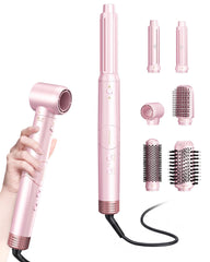 FiTwiND front view showing detachable attachments and pink finish, quick styling benefit
