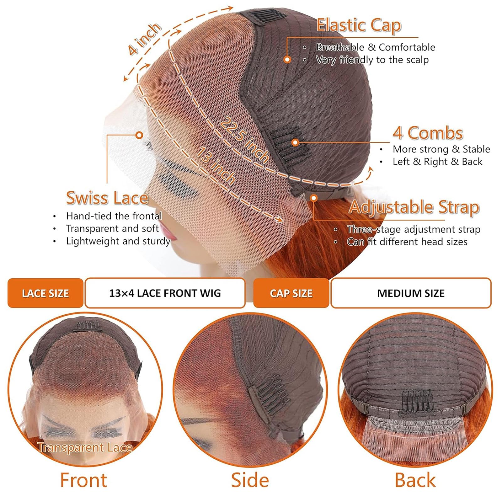 Fiumer model wearing ginger orange wig for bold style impact