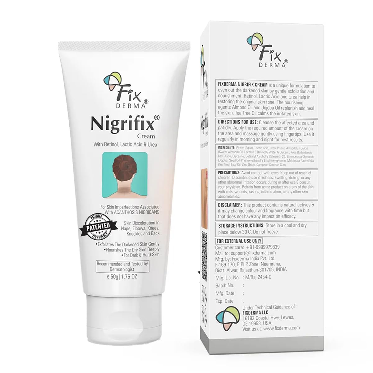 FIXDERMA ingredients lactic acid and retinol focus highlighting exfoliation benefit
