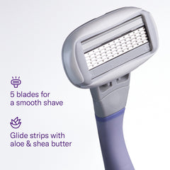 Flamingo close-up of five ultra-thin blades showing precision and close shave benefit