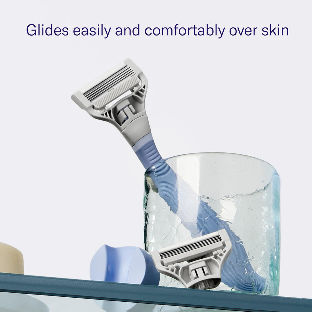 Flamingo blades rinsing under water highlighting easy cleaning and hygiene