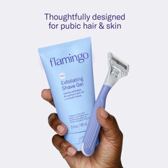 Flamingo close-up of five blades delivering precise close shave performance