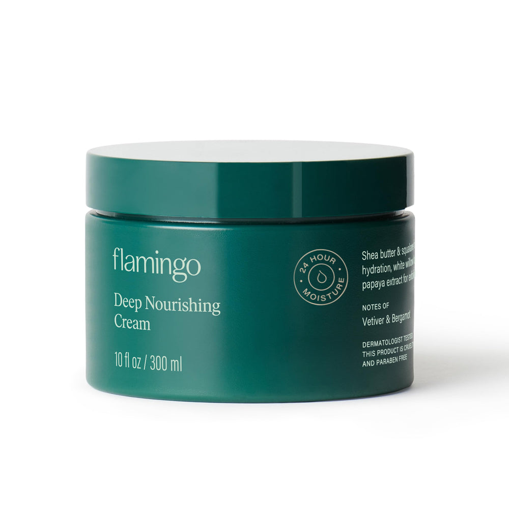 Flamingo front packaging showing full 10 fl oz jar and branding for clear identification