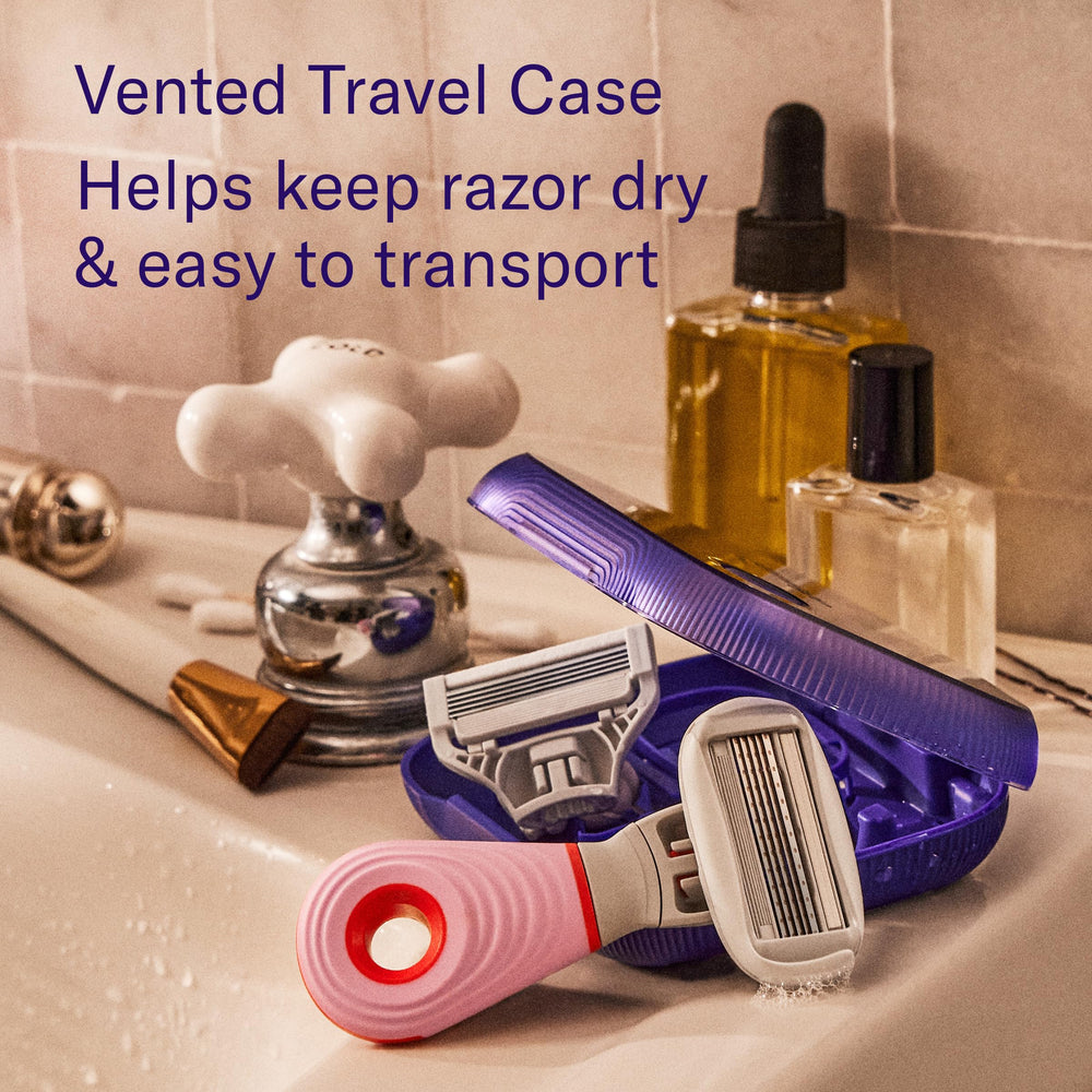 Flamingo foaming shave gel tube showing travel size and soothing foam benefit