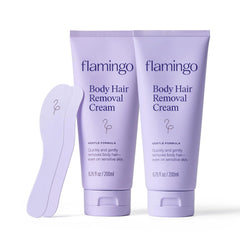 Flamingo front packaging showing product and spatula for easy application