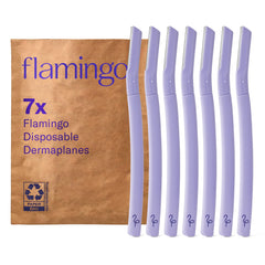 Flamingo front packaging showing seven razors and benefits