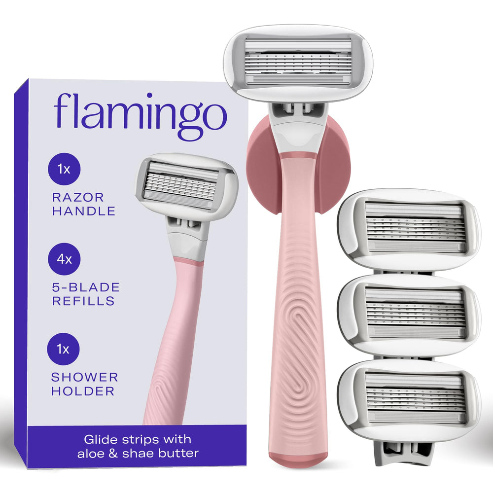 Flamingo razor handle front view showing ergonomic balance for better control