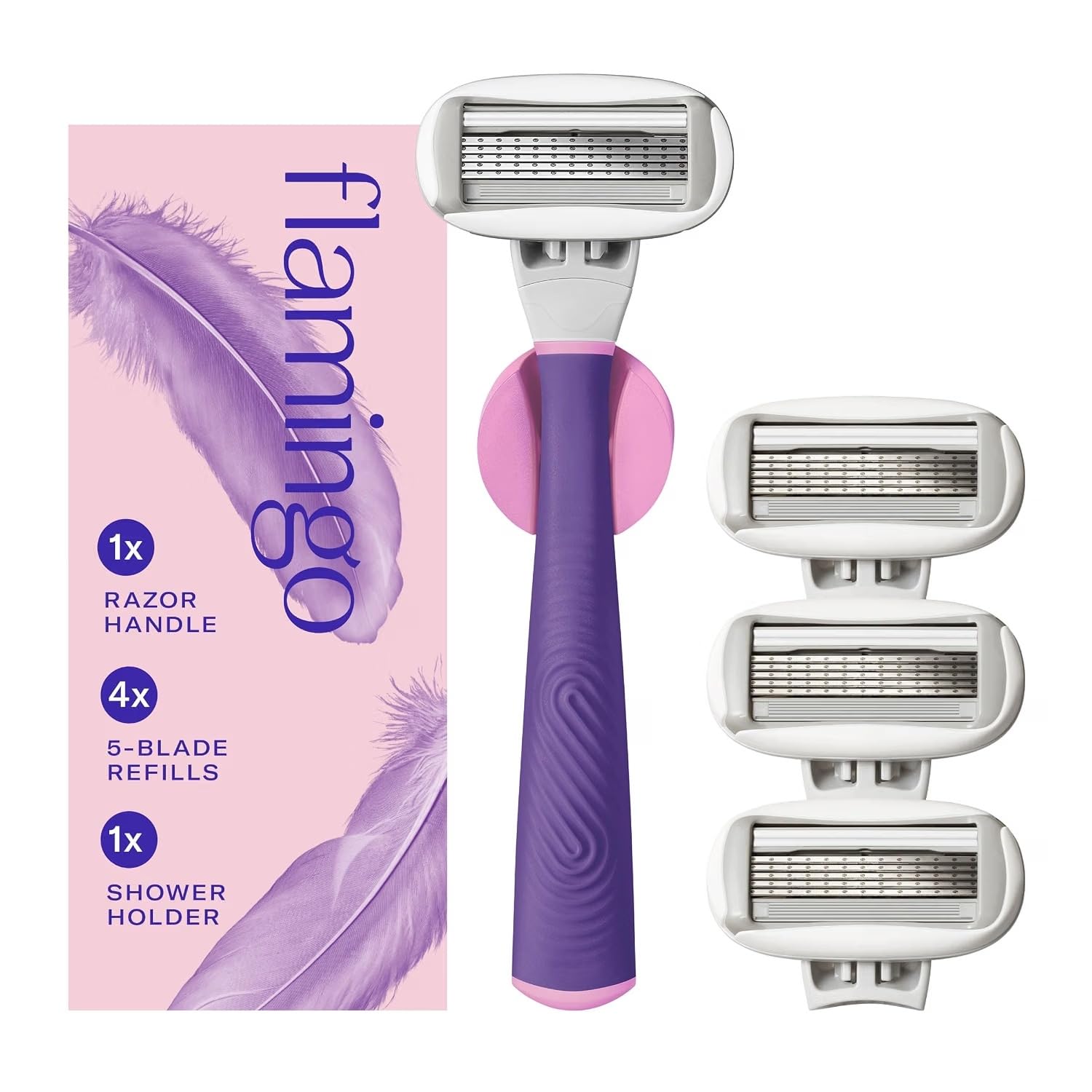 Flamingo razor handle front view showing ergonomic balance and control