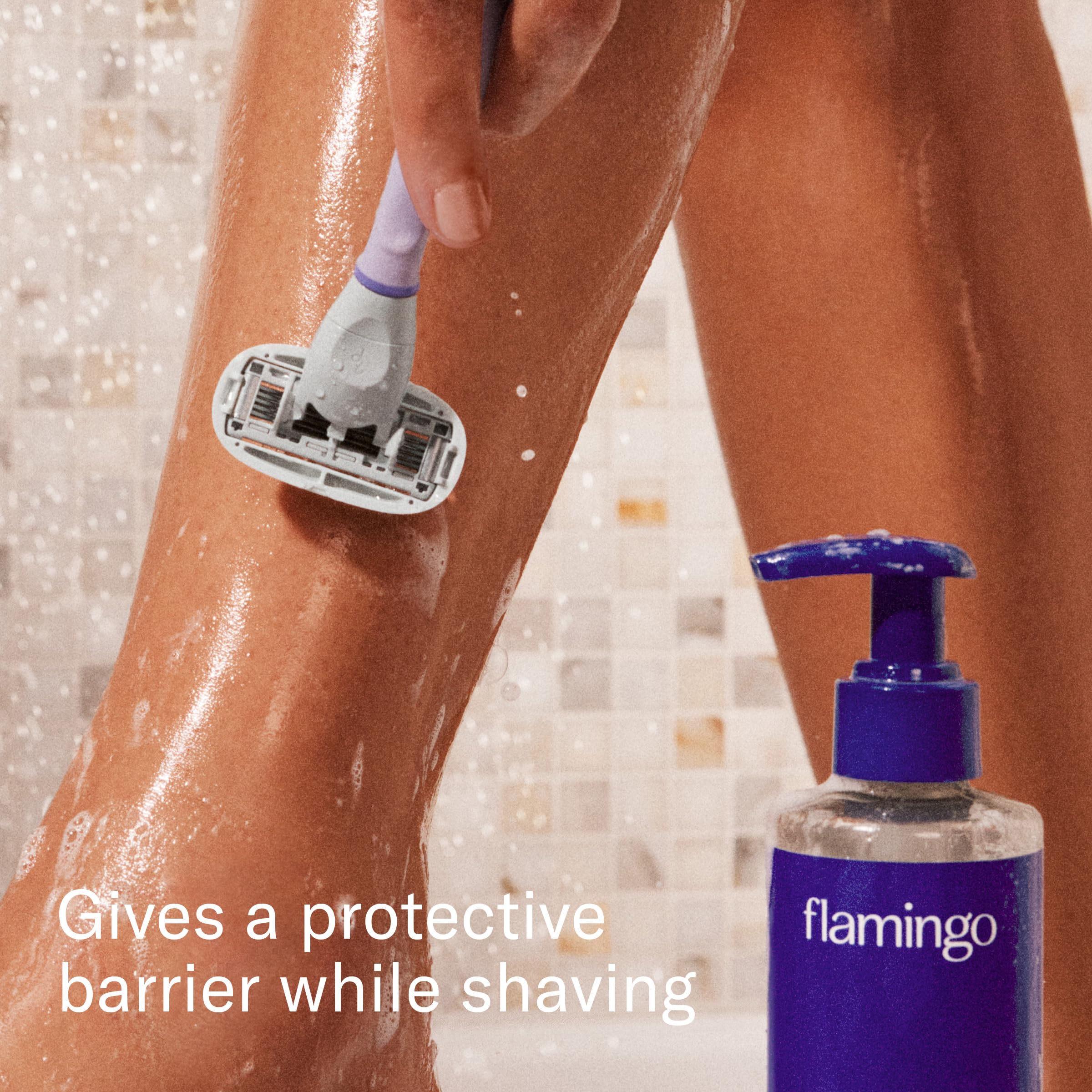 Flamingo razor handle grip detail for comfortable, non-slip control