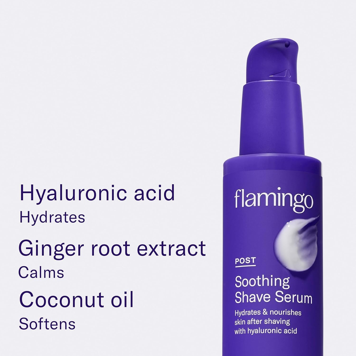 Flamingo shaving oil used with razor illustrating smoother glide and fewer nicks