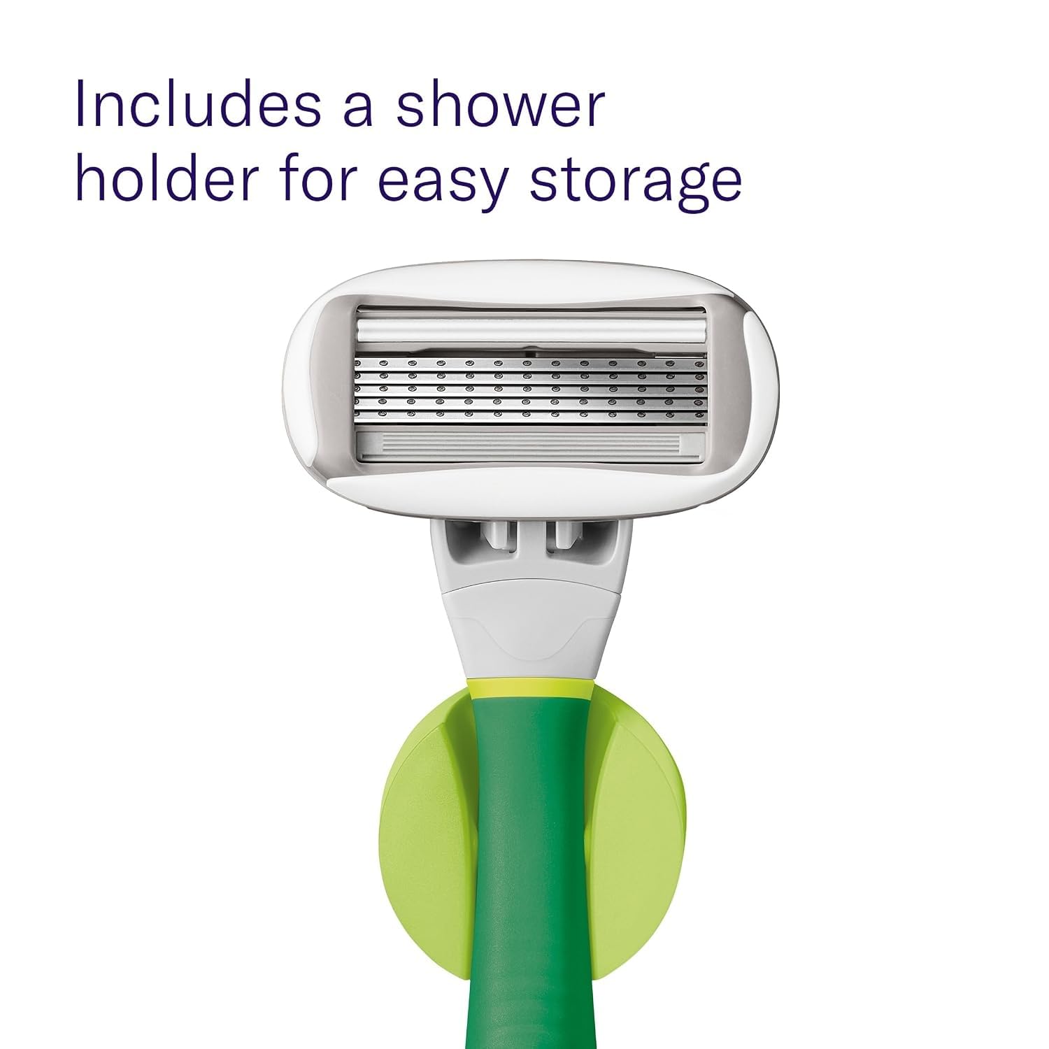 Flamingo shower holder mounted on tile keeping the razor dry and within reach