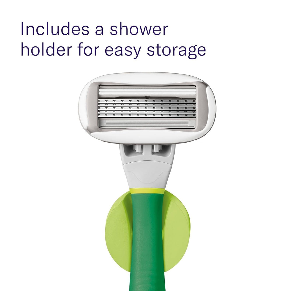Flamingo shower holder mounted on tile keeping the razor dry and within reach