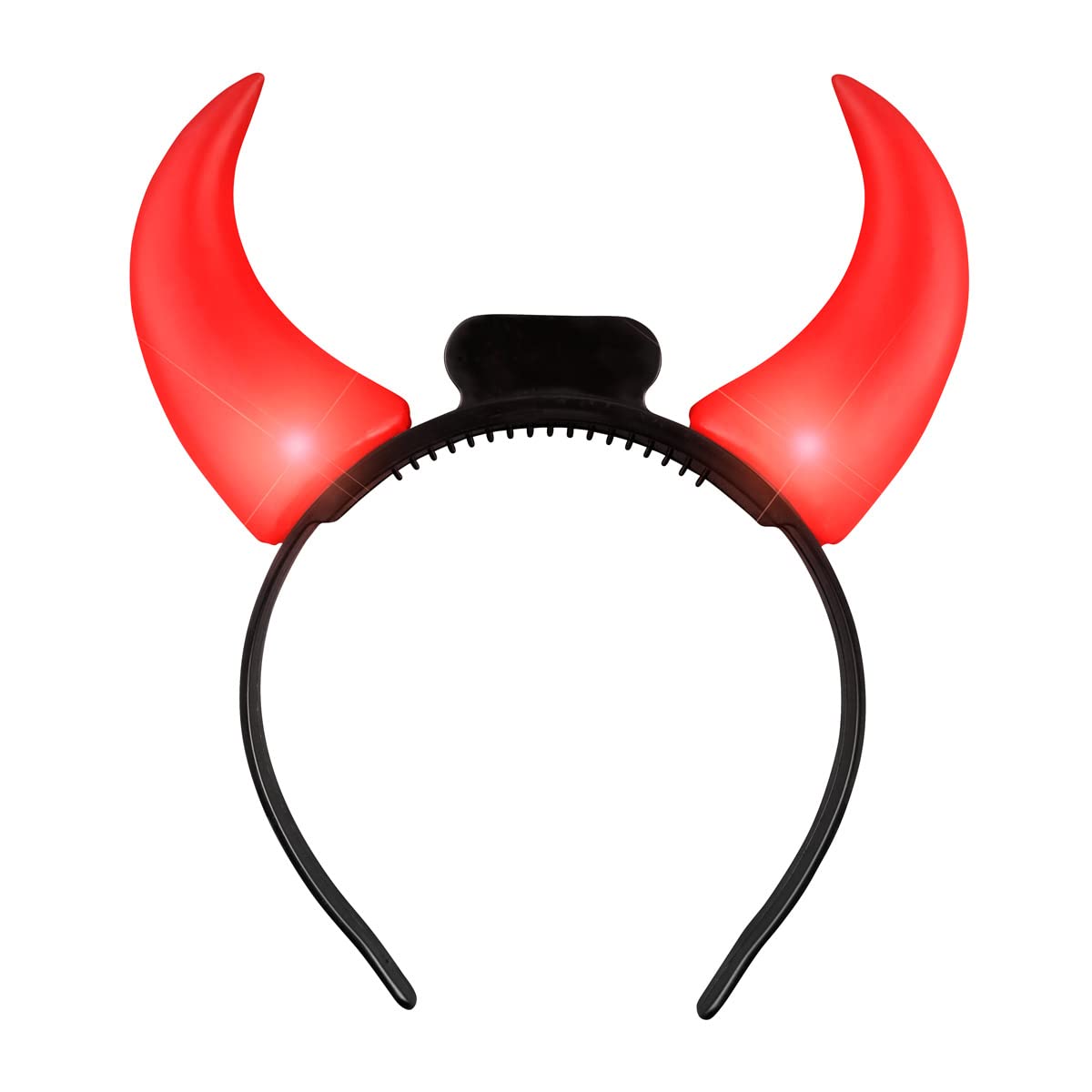FlashingBlinkyLights headband worn at a festival, visible red glow for standout party presence