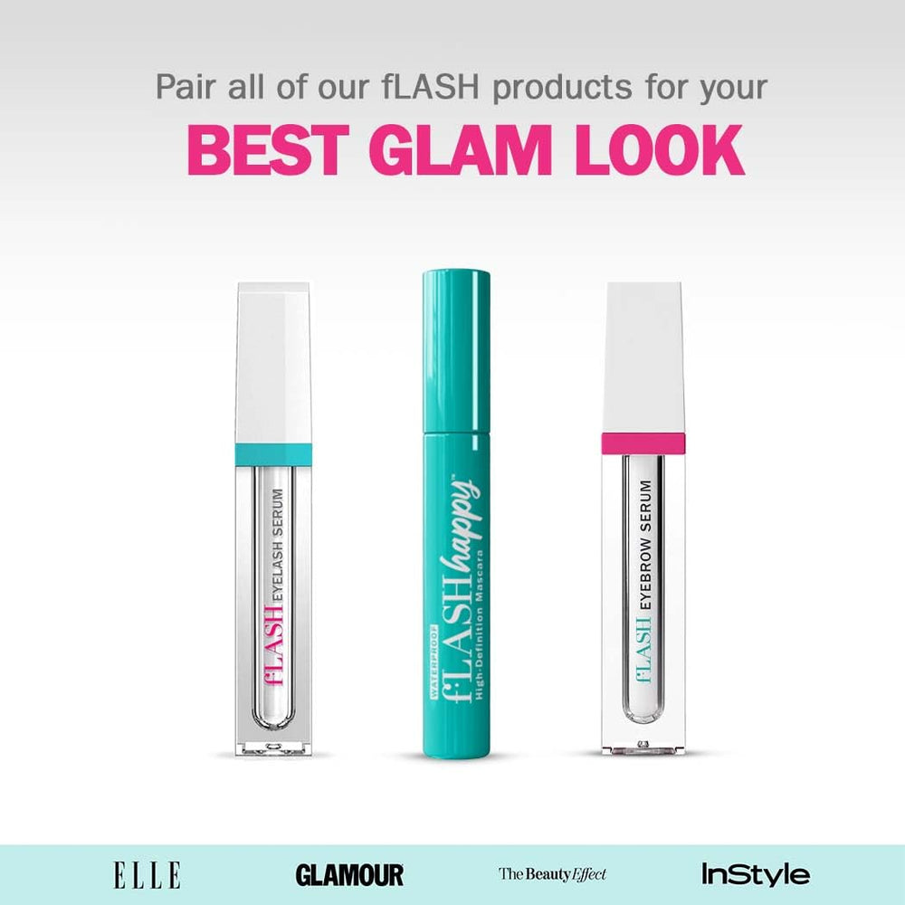 FLASHSERUM 3mL tube beside ruler for scale, emphasizing three-month supply