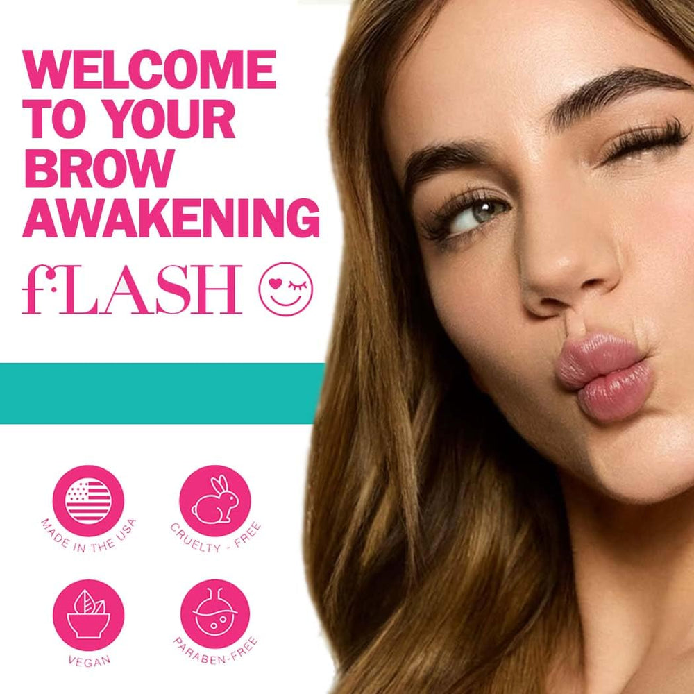 FLASHSERUM being applied to brow line illustrating targeted conditioning and control