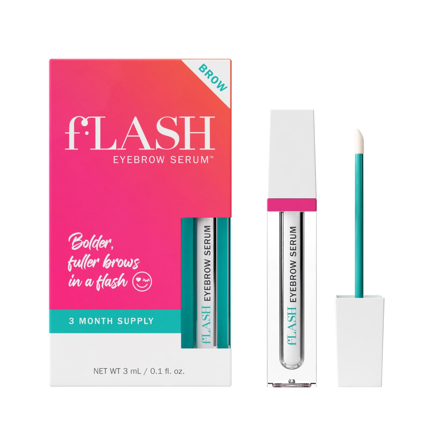 FLASHSERUM front packaging showing clean tube and clear branding, promotes visible results