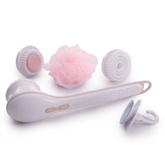 Flawless front view showing brush and ergonomic shape for improved shower cleansing