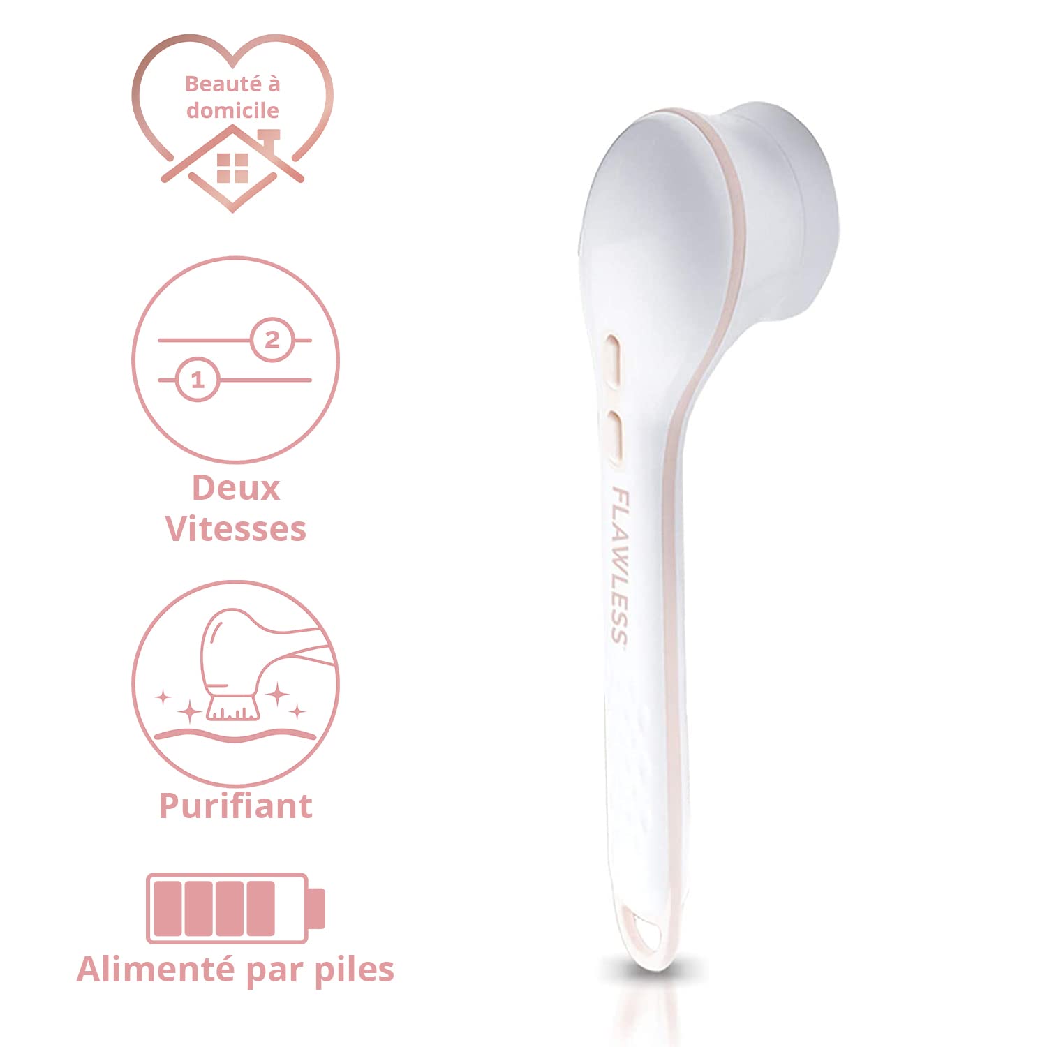 Flawless three interchangeable heads displayed for tailored cleansing options