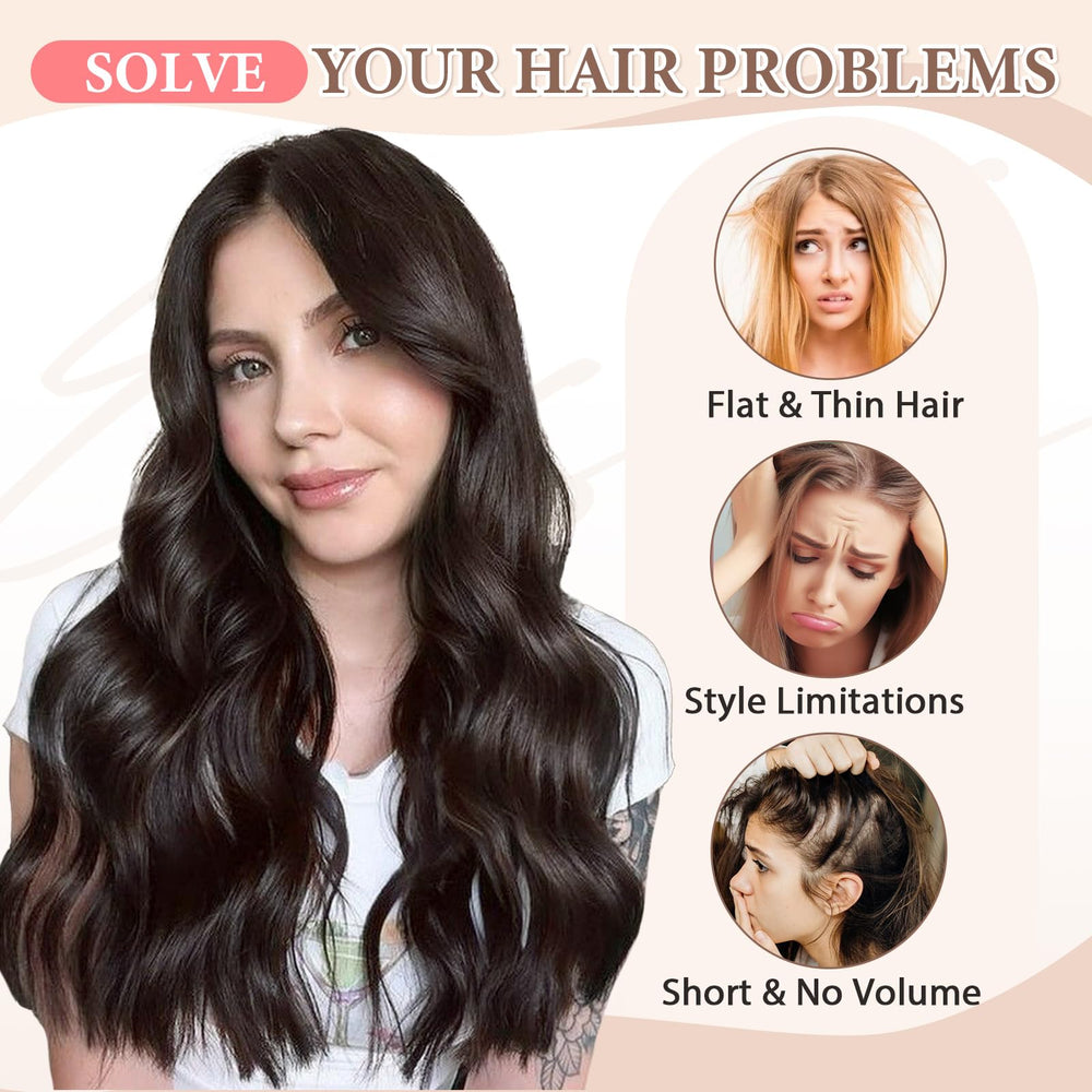 Fliace worn side profile demonstrating blended long wavy hairstyle
