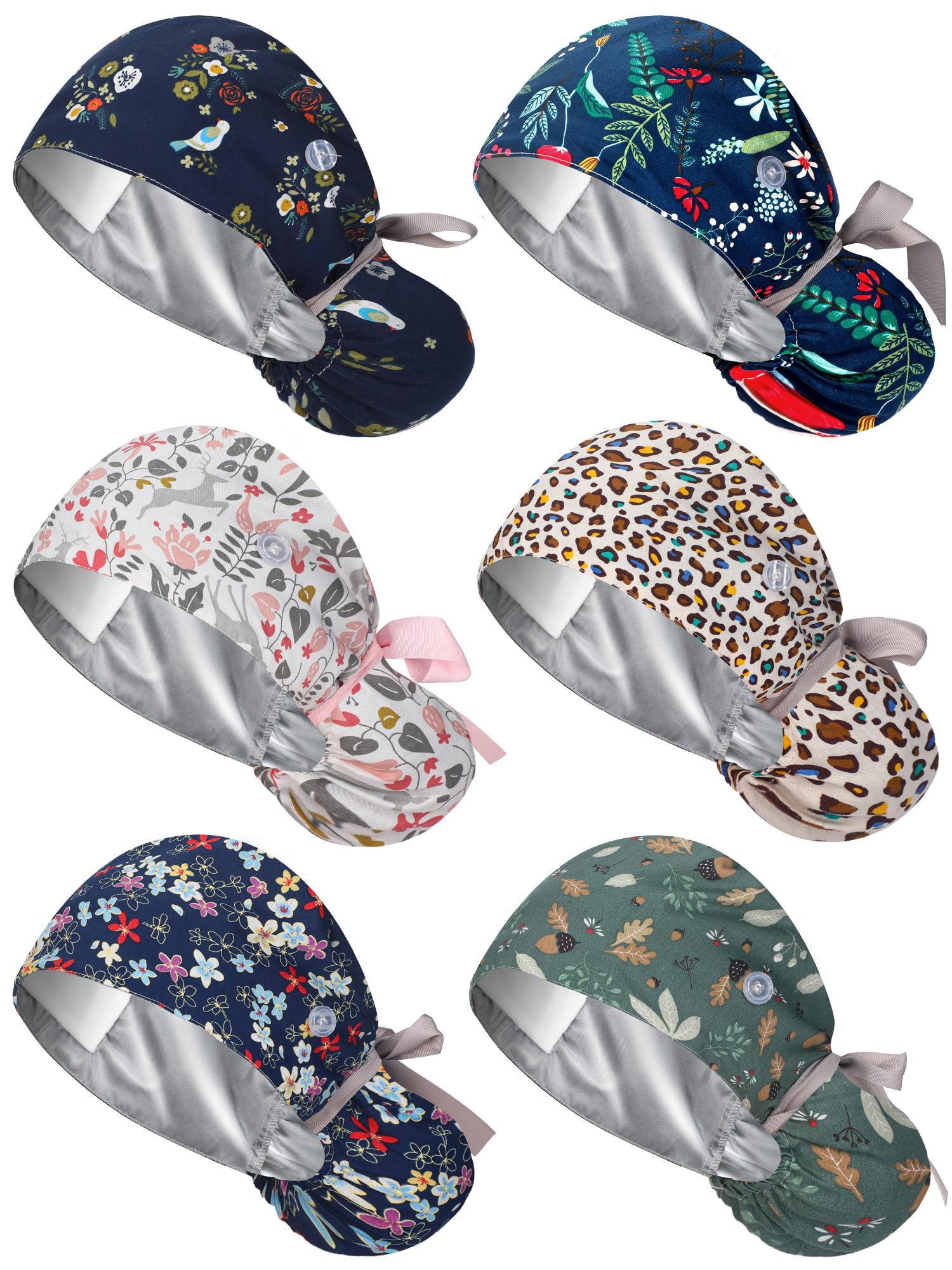 Floraltop front view of six caps showing designs and convenience