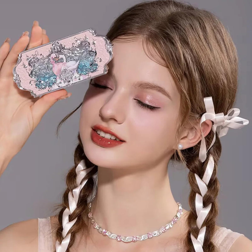 Flower Knows powder texture close-up showing silky blendable finish and soft payoff