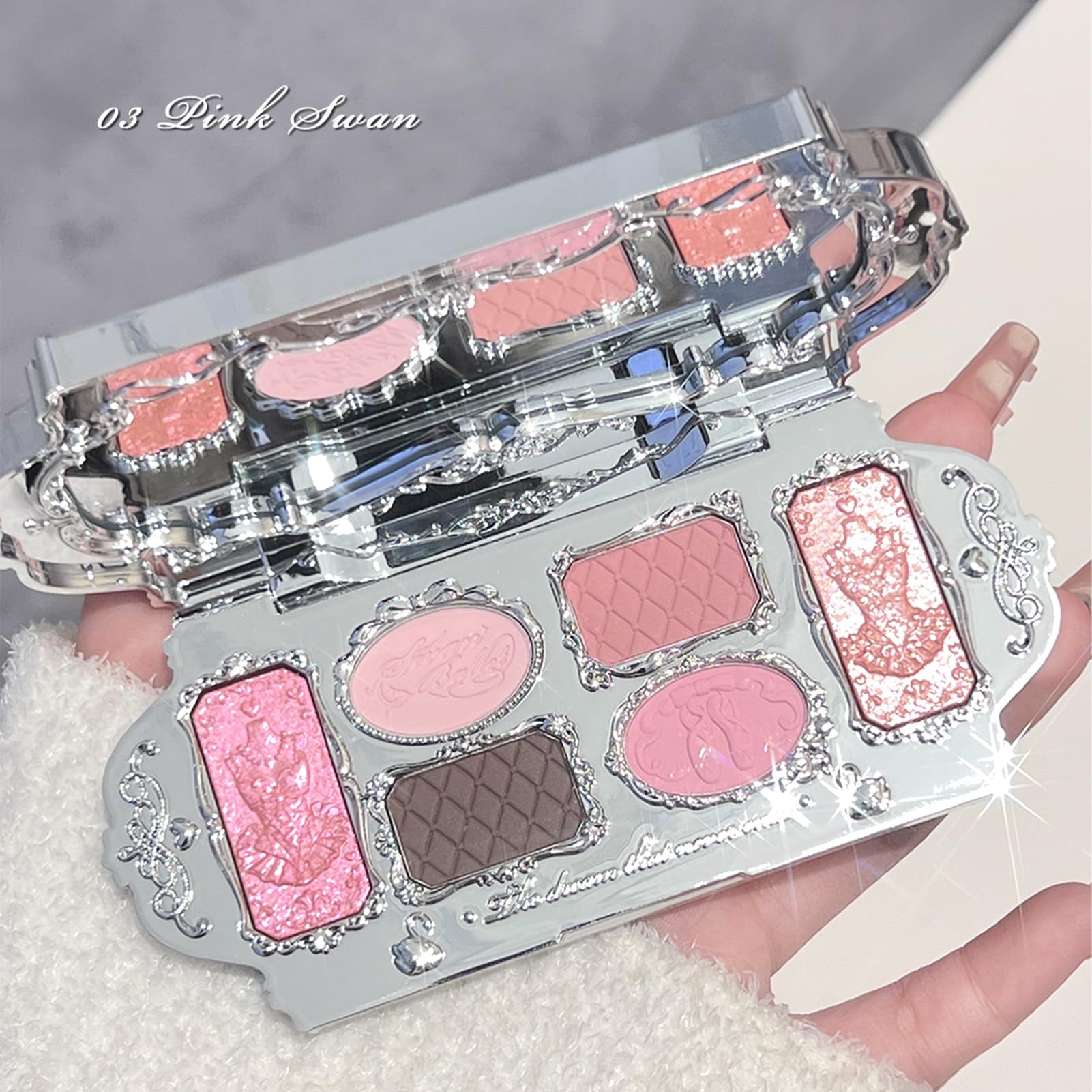 Flower Knows palette on vanity styled scene for romantic makeup routines
