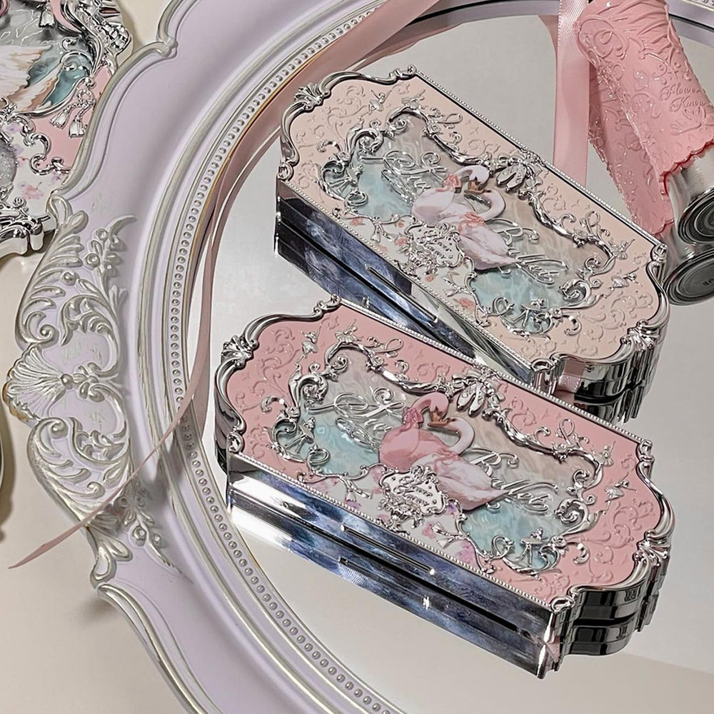 Flower Knows palette on vanity with brushes showing elegant display and daily use