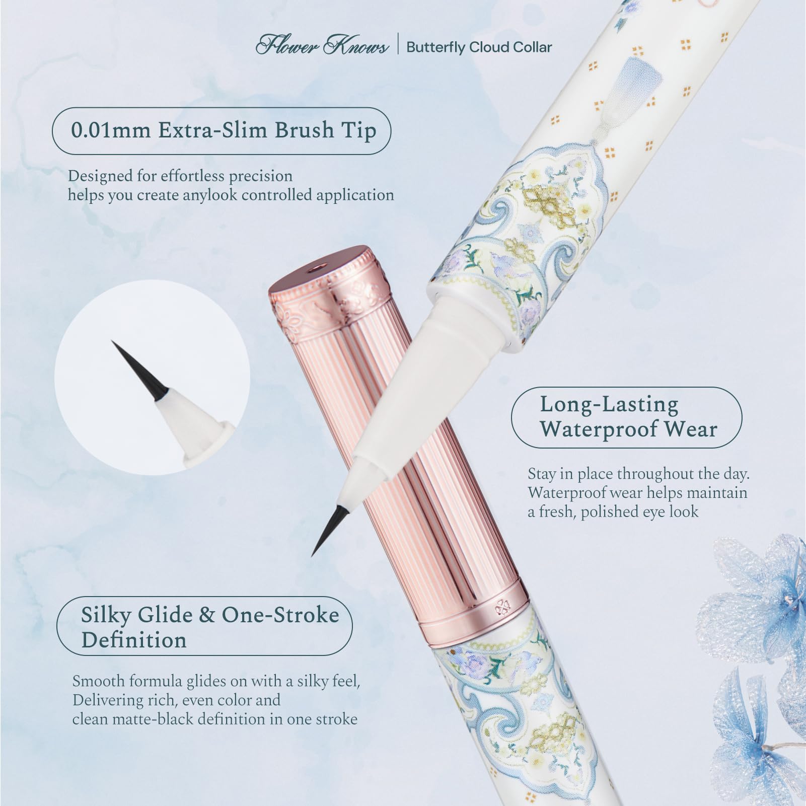Flower Knows ultra-fine 0.01 mm brush tip close-up for precise control
