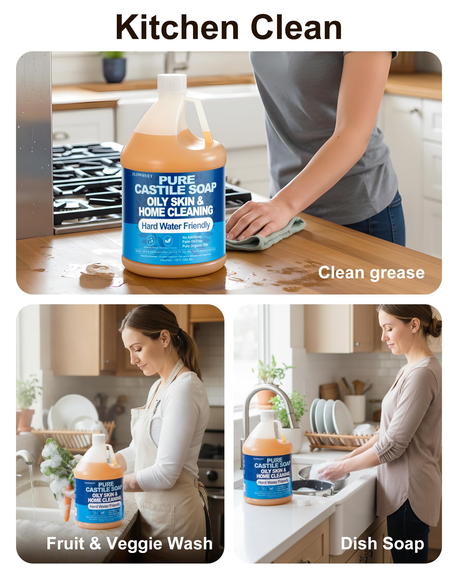 FLOWHYET used on kitchen surface demonstrating effective residue-free cleaning