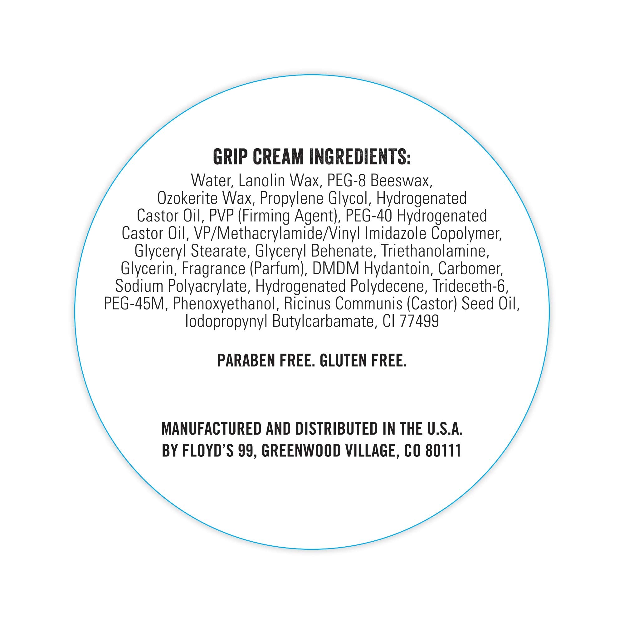 Floyd's 99 ingredients label close-up showing clear formulation benefits