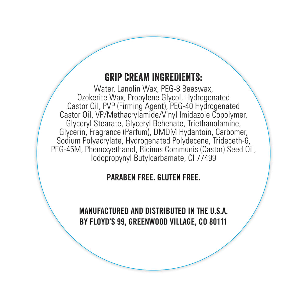 Floyd's 99 ingredients label close-up showing clear formulation benefits