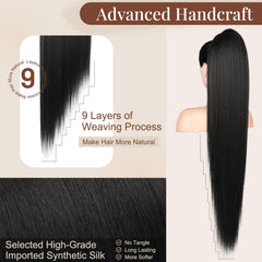 Flufymooz length comparison showing full 36-inch scale for instant long ponytails