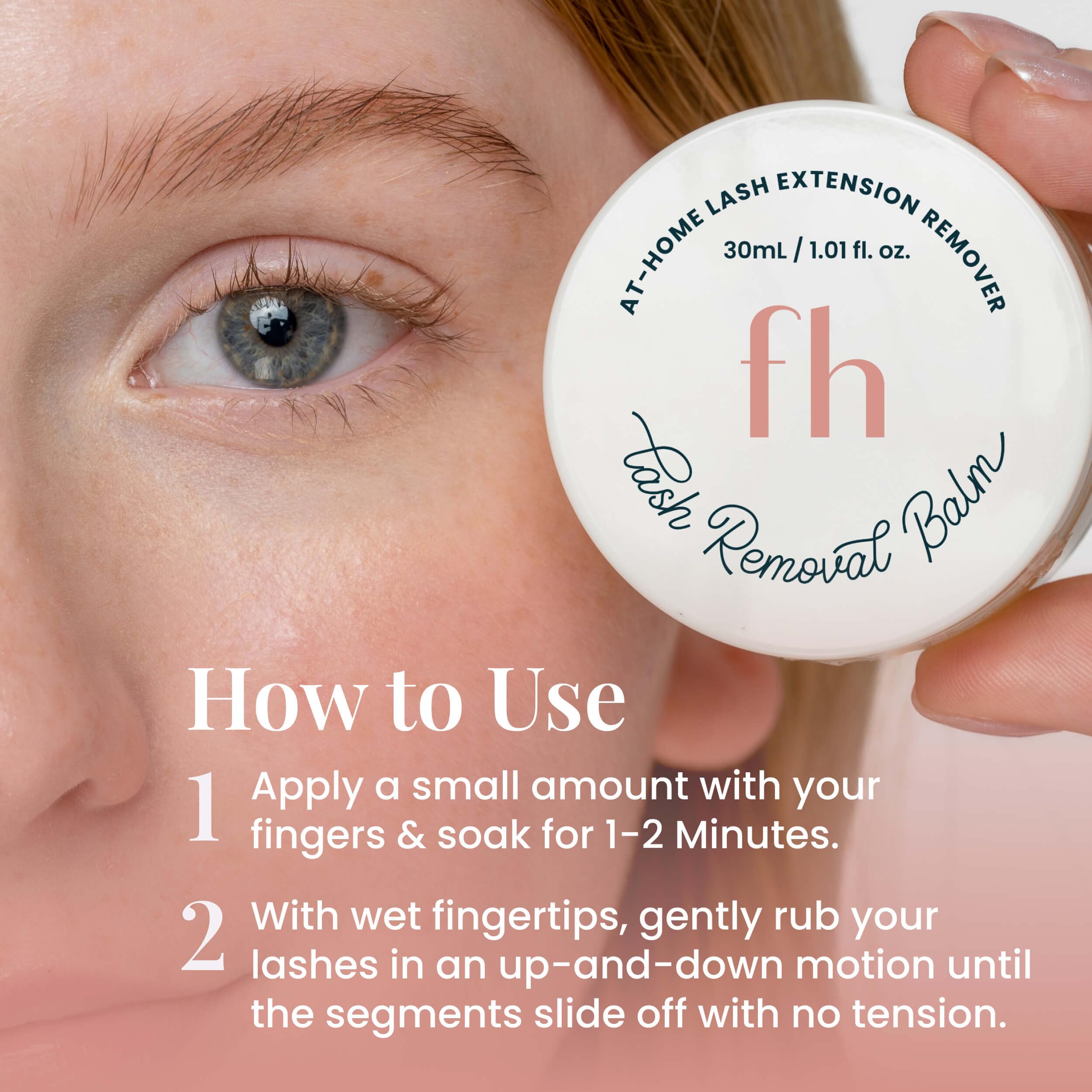 FlutterHabit balm applied on fingertips illustrating easy application and safe glue breakdown