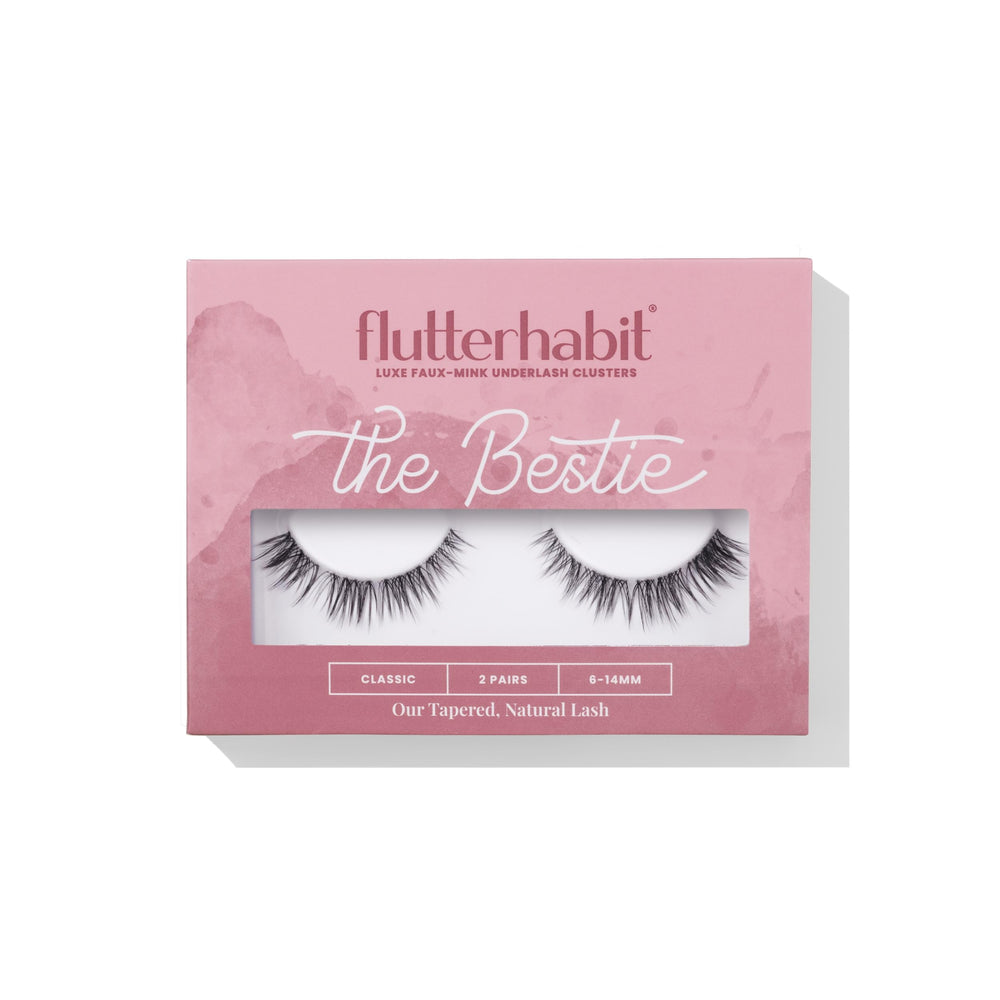 FlutterHabit front packaging showing two underlash pairs and benefits