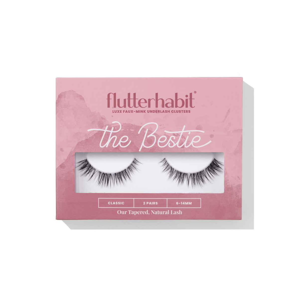 FlutterHabit front packaging showing two underlash pairs and benefits
