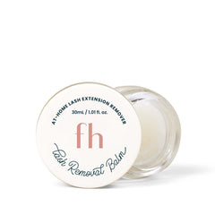 FlutterHabit front packaging showing 30mL balm and clear labeling, protects lashes