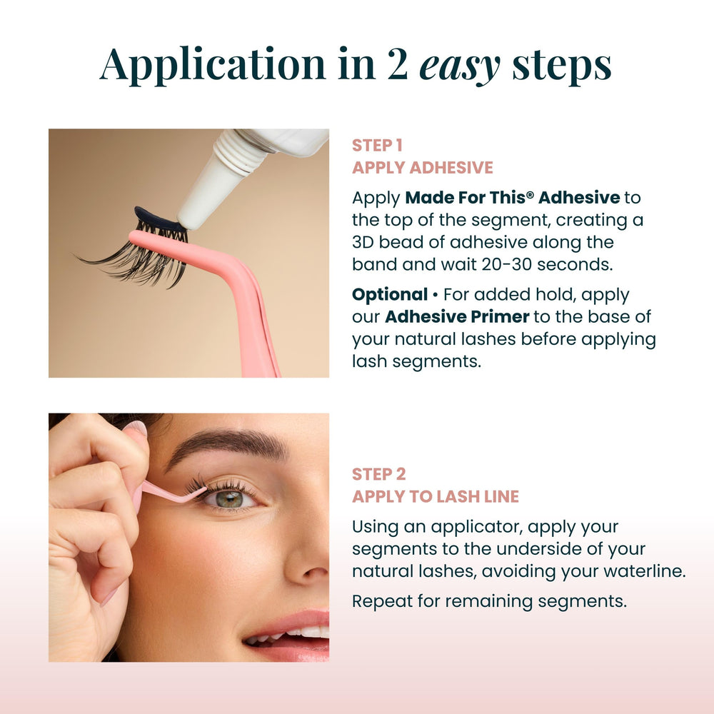 FlutterHabit hands holding lashes showing scale and beginner-friendly sizing benefit