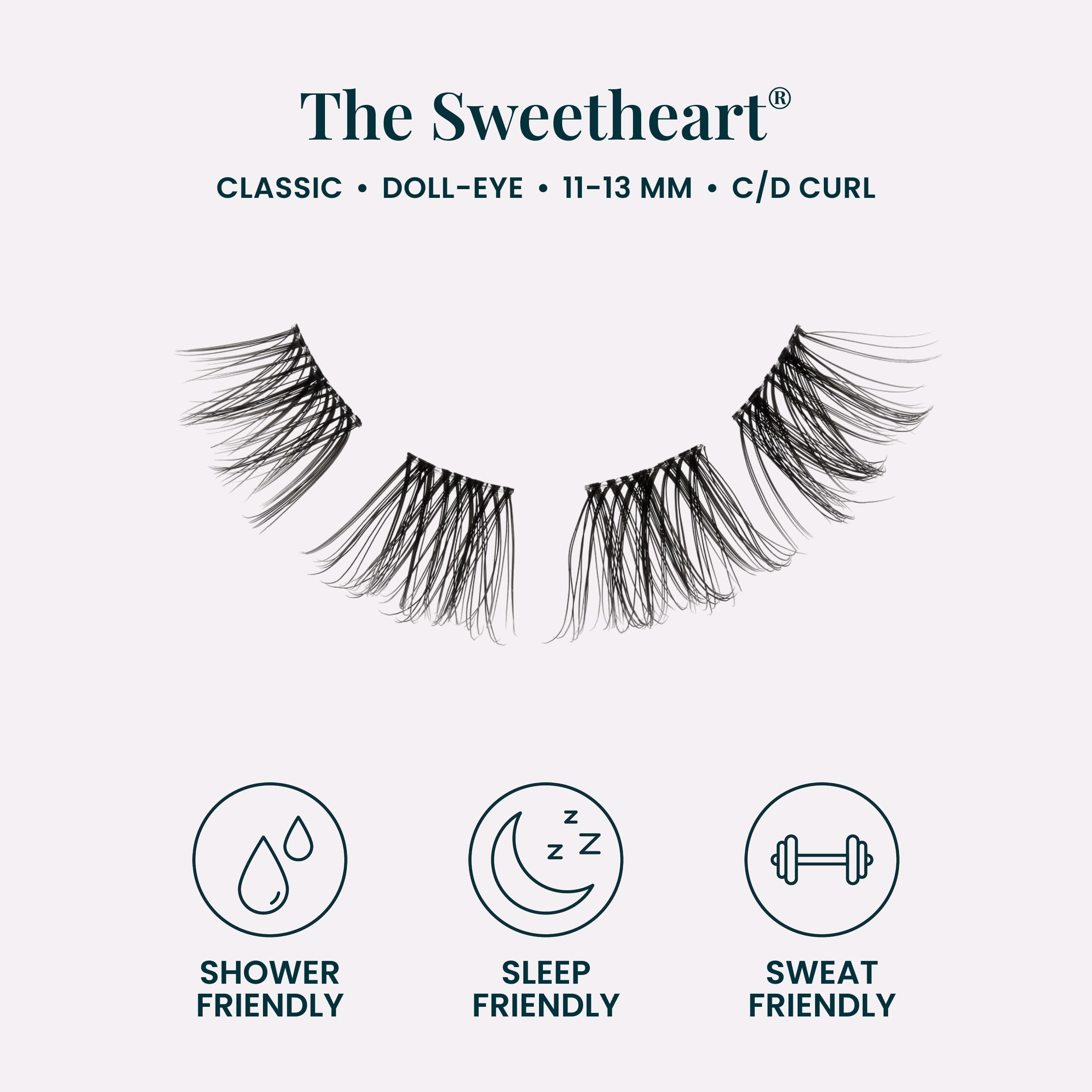 FlutterHabit being applied beneath lower lashes demonstrating secure placement benefit