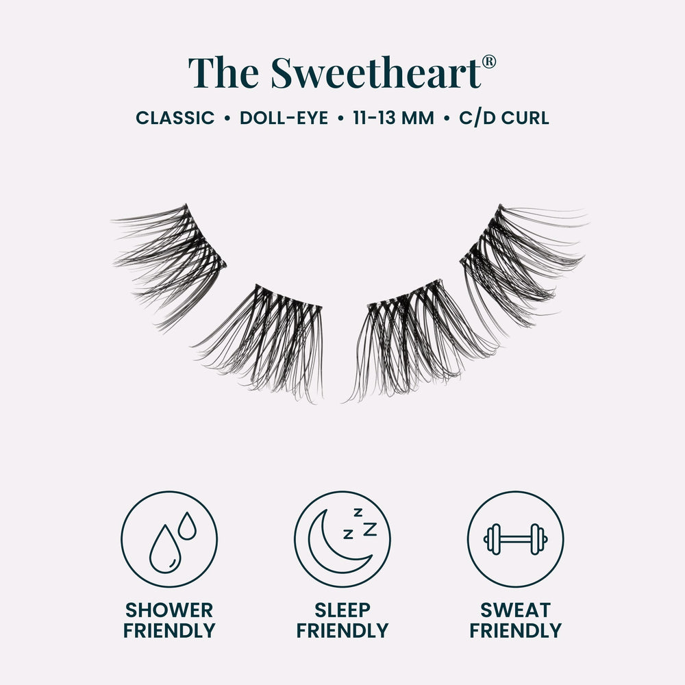 FlutterHabit being applied beneath lower lashes demonstrating secure placement benefit