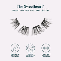 FlutterHabit being applied beneath lower lashes demonstrating secure placement benefit