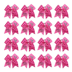FLYARD front view of 16 pink awareness bows showing pack and color benefit